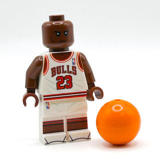 MJ #23 (White Jersey) Basketball Player Minifig made using LEGO parts - B3 Customs LEGO Minifigure B3 Customs