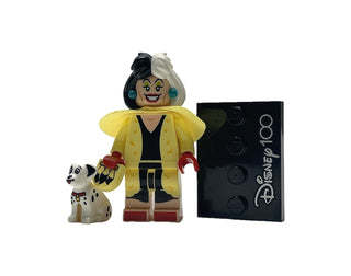 Cruella de Vil & Dalmatian Puppy, Disney 100, coldis100-13 Minifigure LEGO® Complete with stand and accessories  