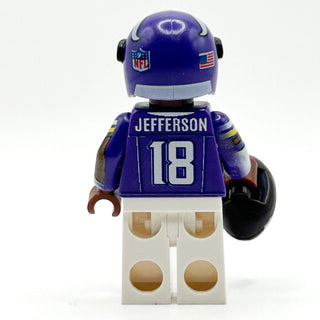 #18 Jefferson WR Vikings Football Player Minifig made using LEGO parts - B3 Customs Custom minifigure B3 Customs