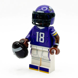 #18 Jefferson WR Vikings Football Player Minifig made using LEGO parts - B3 Customs Custom minifigure B3 Customs