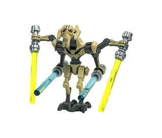 General Grievous - Bent Legs, Tan Armor, sw0254 Minifigure LEGO® Like New - with Trans Neon Green Lightsabers (8095 - Grievous Starfighter)  