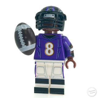 #8 Jackson QB Ravens Football Player Minifig made with LEGO parts - B3 Customs Custom minifigure B3 Customs
