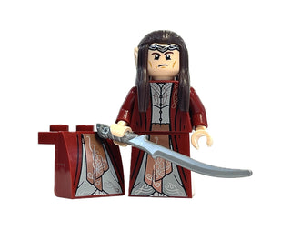 Elrond - Dark Red Robe, lor128 Minifigure LEGO® Like New with Sword and Seated Piece  