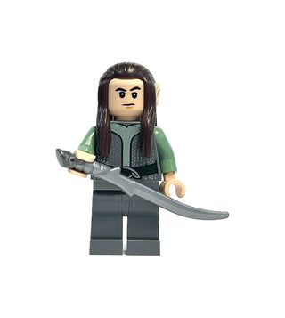 Rivendell Elf - Male, Dark Bluish Gray Shirt and Legs, lor122 Minifigure LEGO® Like New with Elven Sword  