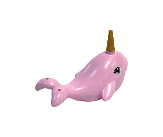Whale with Dark Turquoise Eyes Pattern with Pearl Gold Horn (Narwhal),  49518c01pb01 LEGO® Animals LEGO®   