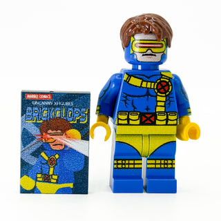 Cyclops (V2) Custom Marvel Minifigure w/ Comic Book Tile LEGO Minifigure B3 Customs