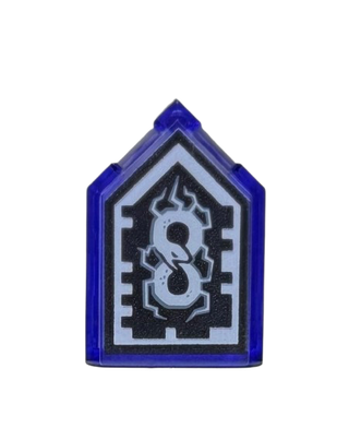Tile, Modified 2 x 3 Pentagonal with Nexo Forbidden Power Shield Pattern - Horrible Hunger, Part# 22385pb061 Part LEGO®