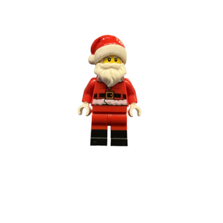 Santa - Fur Lined Jacket with Candy Cane on Back, Red Legs with Black Boots, Santa Hat hol246 Minifigure LEGO®