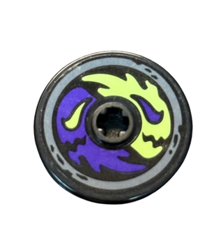 Technic, Disk 3 x 3 with Dark Purple and Yellowish Green Ghost Heads Pattern (Sticker) - Set 70734, Part# 2723pb059