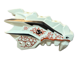 Dragon Head (Ninjago) Jaw Upper Spiny with Reddish Brown Cracks and Black Eyes and Stripes Pattern, Part# 93071pb02