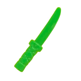 Minifigure, Weapon Knife with Flat Hilt End and Curved Blade, Cross Hatched Grip, Part #37341b Part LEGO® Bright Green