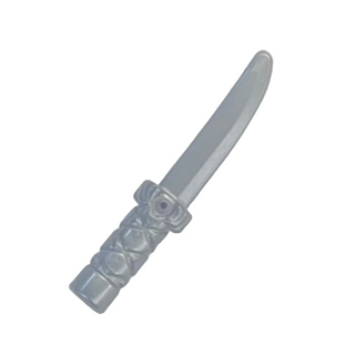 Minifigure, Weapon Knife with Flat Hilt End and Curved Blade, Cross Hatched Grip, Part #37341b Part LEGO® Flat Silver