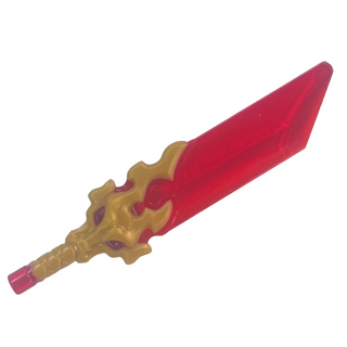 Minifigure, Weapon Sword with Pommel with Molded Pearl Gold Hilt with Flaming Dragon Head Pattern (Reveal Blade), Part #7268pb01 Part LEGO®