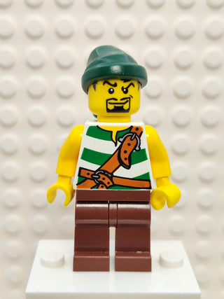 Pirate Green / White Stripes Reddish Brown Legs, pi105 Minifigure LEGO®   