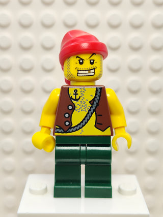 Pirate Vest and Anchor Tattoo Dark Green Legs, pi130 Minifigure LEGO®   