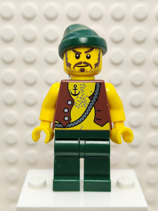 Pirate Vest and Anchor Tattoo Dark Green Legs, pi095 Minifigure LEGO®   