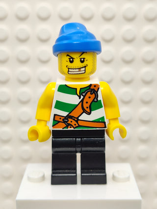 Pirate Green / White Stripes Black Legs, pi131 Minifigure LEGO®   