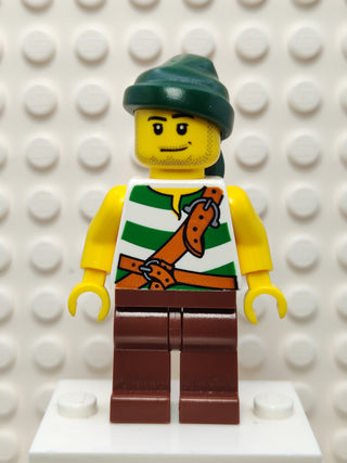 Pirate Green / White Stripes Reddish Brown Legs, pi094 Minifigure LEGO®   