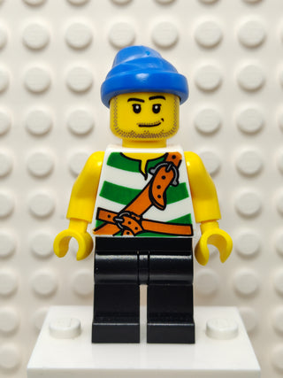 Pirate Green / White Stripes Black Legs, pi096 Minifigure LEGO®   