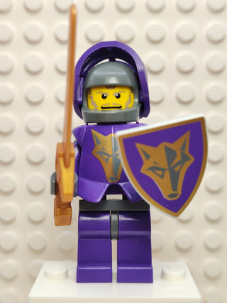 Knights Kingdom II, Danju with Gold Pattern Armor, Dark Bluish Gray Hips and Helmet, cas269 Minifigure LEGO® With Sword and Shield  