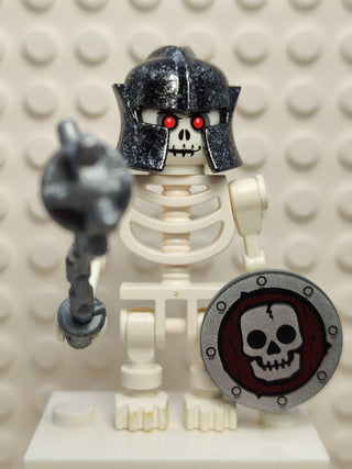 Fantasy Era, Skeleton Warrior 3, White, Speckled Helmet, cas329 Minifigure LEGO® With Mace and Shield  