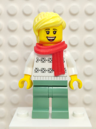 Woman - White Turtleneck Sweater and Red Scarf, hol216 Minifigure LEGO®   