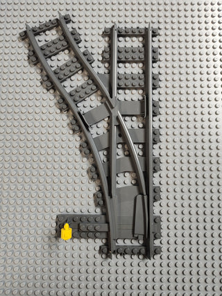 LEGO® Train Track, Switch Point Left, Dark Bluish Gray, Part# 53407 Part LEGO® With Yellow Switch  