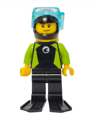 Diver - Black Flippers and Wetsuit with White Logo Yellow Scuba Tank, cty0958 Minifigure LEGO®   