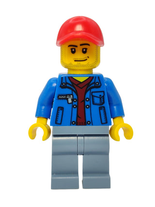 Blue Jacket over Dark Red V-Neck Sweater - Stubble Beard, cty0546 Minifigure LEGO®   