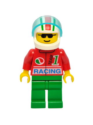 Octan - Racing White Red/Green Striped Helmet, oct033 Minifigure LEGO®   