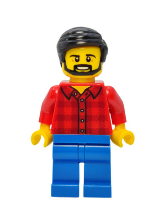 Male - Red Plaid Flannel Shirt with Beard, cty0664 Minifigure LEGO®   