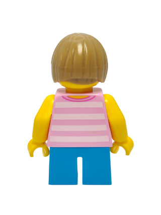 Child Girl - Bright Pink Striped Shirt with Cat Head, cty0663 Minifigure LEGO®   