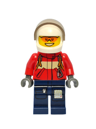 Pilot Male - Red Fire Suit with Carabiner White Helmet and Orange Sunglasses, cty0278 Minifigure LEGO®   