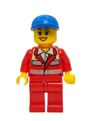 Paramedic Female - Red Uniform and Blue Short Bill Cap, cty0317 Minifigure LEGO®   