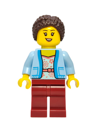 Mom - Bright Light Blue Jacket over White Shirt with Coral Flowers, cty1664 Minifigure LEGO®   