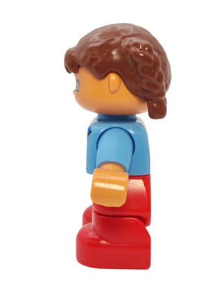 Duplo Figure Girl - Medium Blue Jacket over Shirt with Flower, 47205pb030 Minifigure LEGO®   