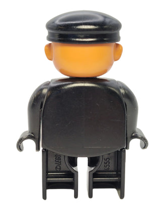 Duplo Figure Train Engineer - Black Top with 4 Yellow Buttons and Red Tie, 4555pb075 Minifigure LEGO®   