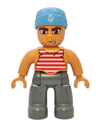 Duplo Figure Pirate - Red and White White Striped Top, 47394pb060 Minifigure LEGO®   