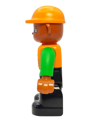 Duplo Figure Male - Orange Vest with Green Arms, 47394pb002 Minifigure LEGO®   