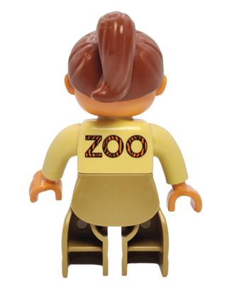 Duplo Figure Zookeeper - Tan Top with Reddish Brown Ponytail Hair, 47394pb021 Minifigure LEGO®   