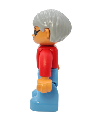 Duplo Figure Female - Red Sweater and Light Bluish Gray Hair, 47394pb123 Minifigure LEGO®   