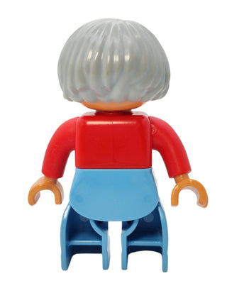 Duplo Figure Female - Red Sweater and Light Bluish Gray Hair, 47394pb123 Minifigure LEGO®   