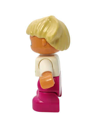 Duplo Figure Girl - White Top with Two Flowers, 47205pb010 Minifigure LEGO®   