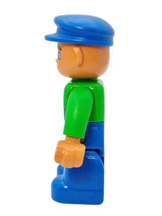 Duplo Figure Train Engineer - Green Top with Yellow Scarf and Curly Moustache, 47394pb048 Minifigure LEGO®   