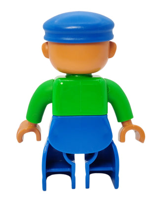 Duplo Figure Train Engineer - Green Top with Yellow Scarf and Curly Moustache, 47394pb048 Minifigure LEGO®   