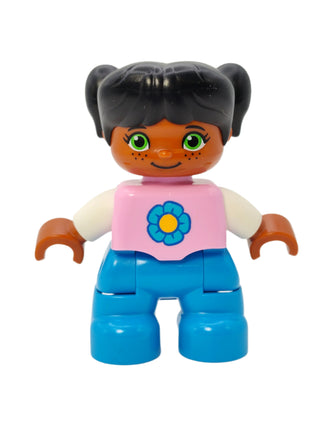 Duplo Figure Girl - Bright Pink Top with Yellow and Dark Azure Flower, 47205pb050 Minifigure LEGO®   