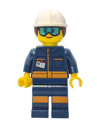 Ground Crew Technician - Dark Blue Jumpsuit and Helmet with Ponytail Hair, cty1060 Minifigure LEGO®   