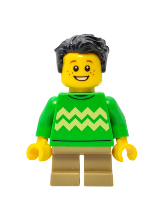 Boy Child - Bright Green Sweater with Zigzag Lines, hol332 Minifigure LEGO®   