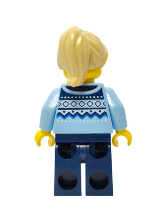 Winter Market Stall Vendor - Bright Light Blue Knit Fair Isle Sweater, hol331 Minifigure LEGO®   