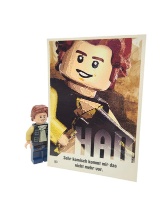 Han Solo, Dark Blue Legs, Vest with Pockets, Wavy Hair, sw0771 Minifigure LEGO® Like New with Card